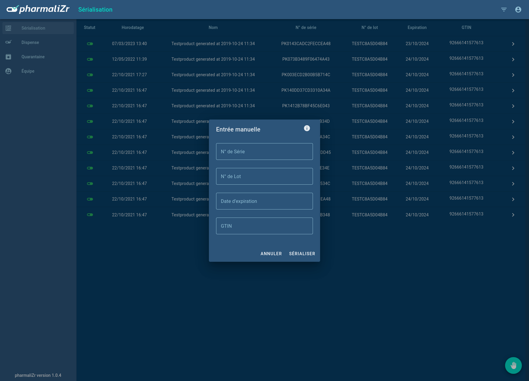 refonte ux design de l'application sérialisation pharmaliZr